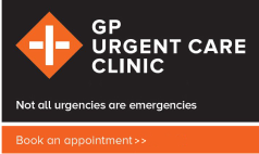 The GP Urgent Care Clinic Logo With A Booking Button
